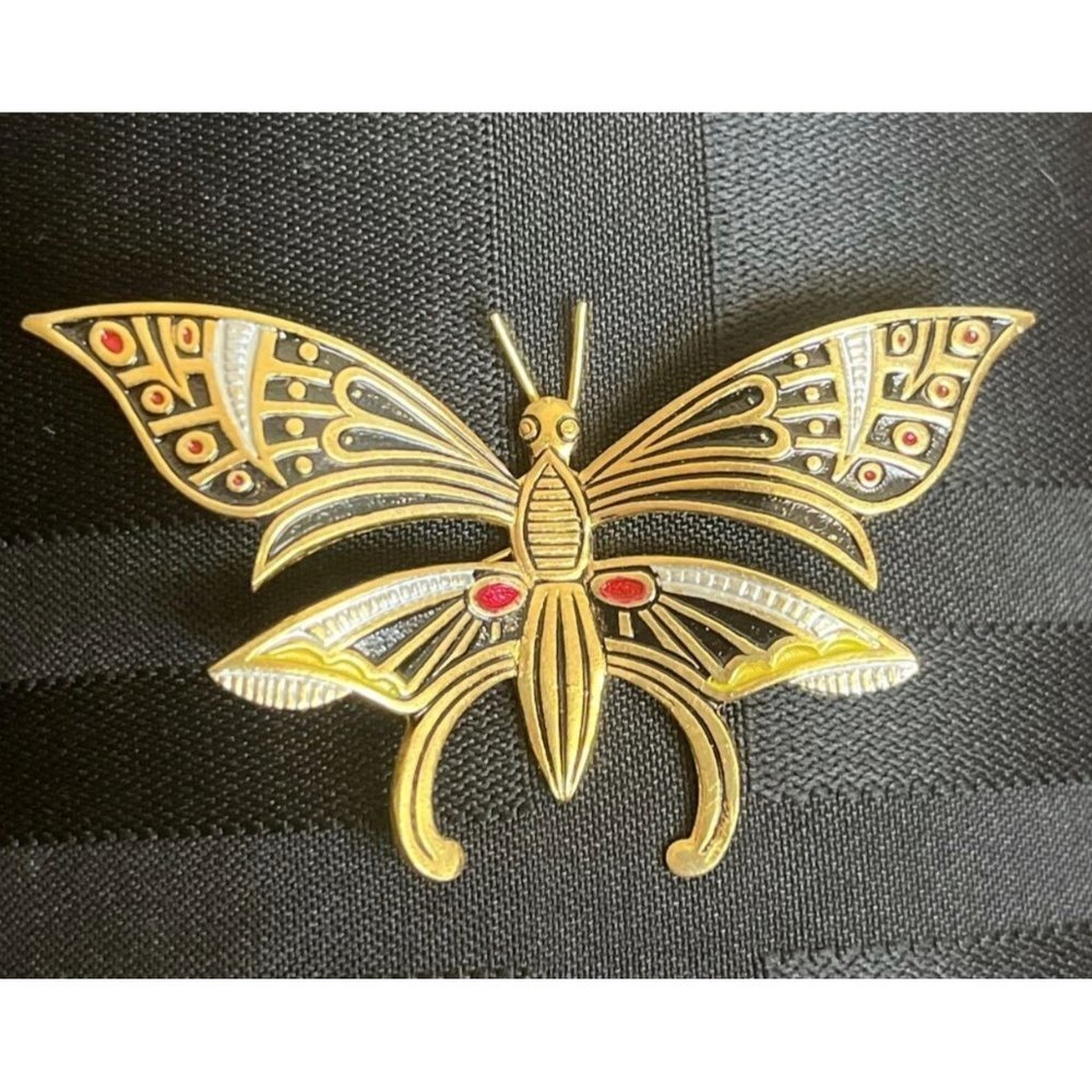 Damascene Butterfly Brooch Vintage